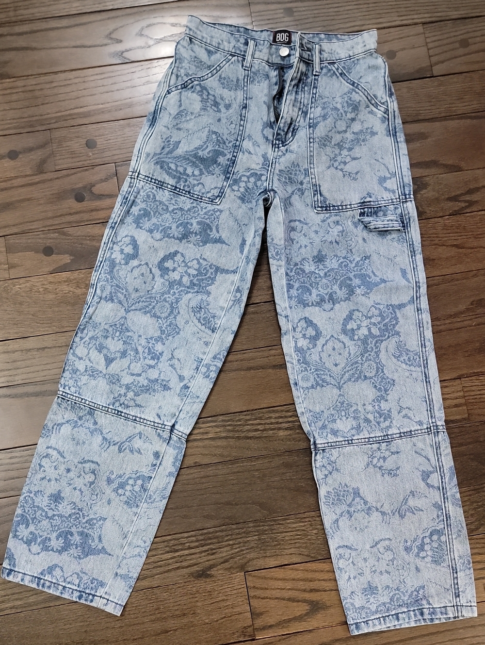 BDG Urban Outfitters Light Blue Paisley Print Carpenter Jeans